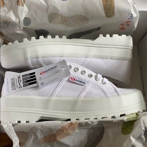 Superga 2555-COTU canvas white sneakers, sz 39 NWT